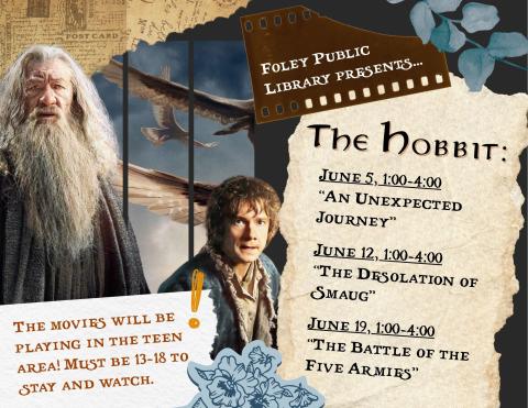 Text and Hobbit graphics.
