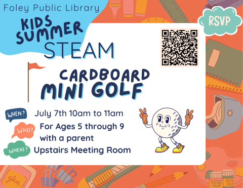 Colorful Cardboard Mini Golf flyer with orange background