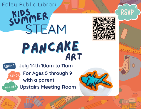 Colorful Pancake Art flyer with orange background