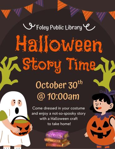 Halloween Story Time on Black background with halloween images