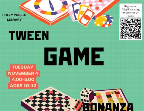 Text and game pieces on an aqua background.