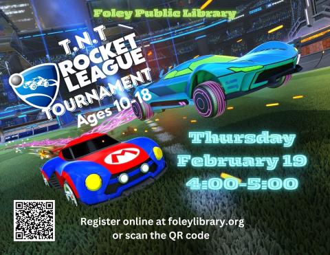 Text and race cars on a racetrack background.