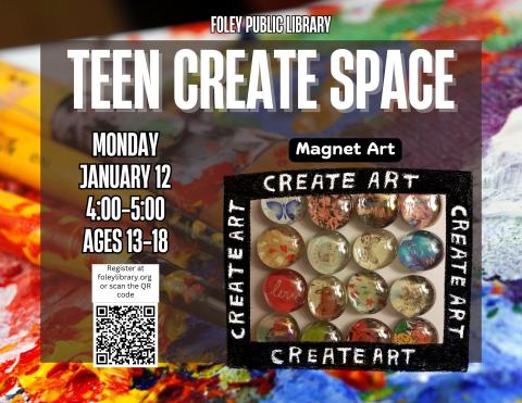 Text and magnet graphic on a multi-colored background.