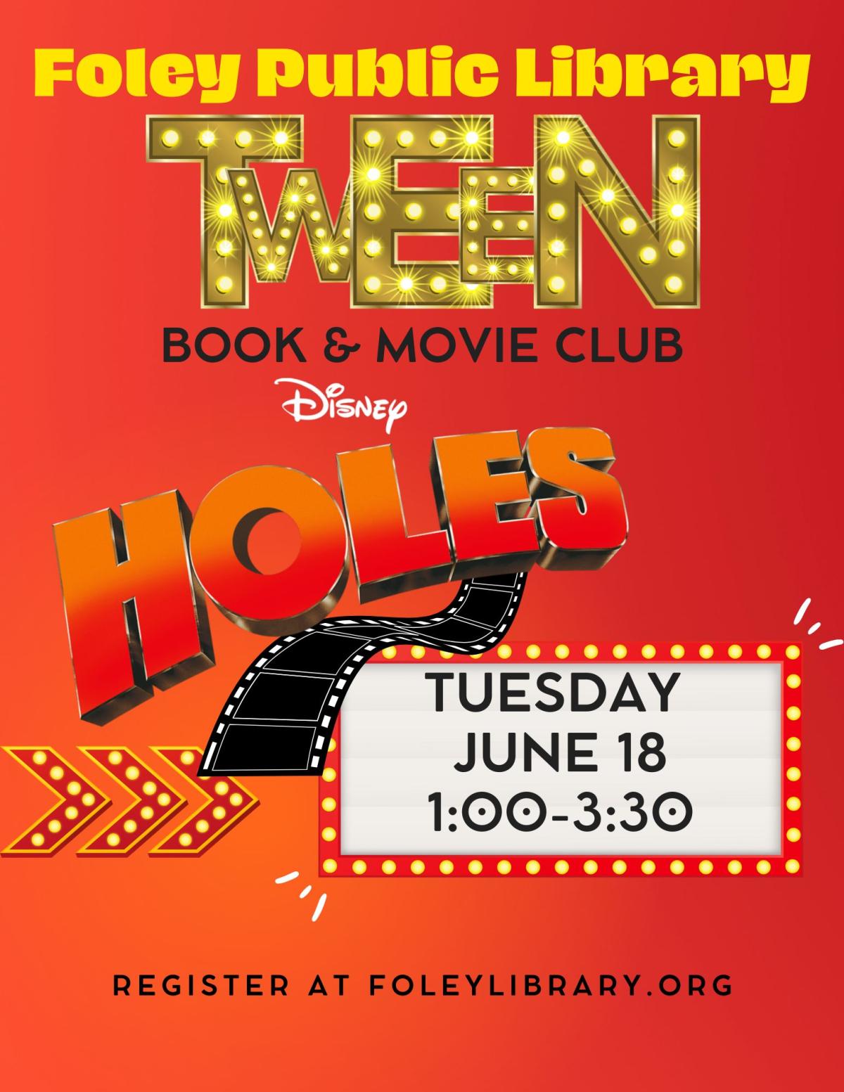 "Holes" title on red background