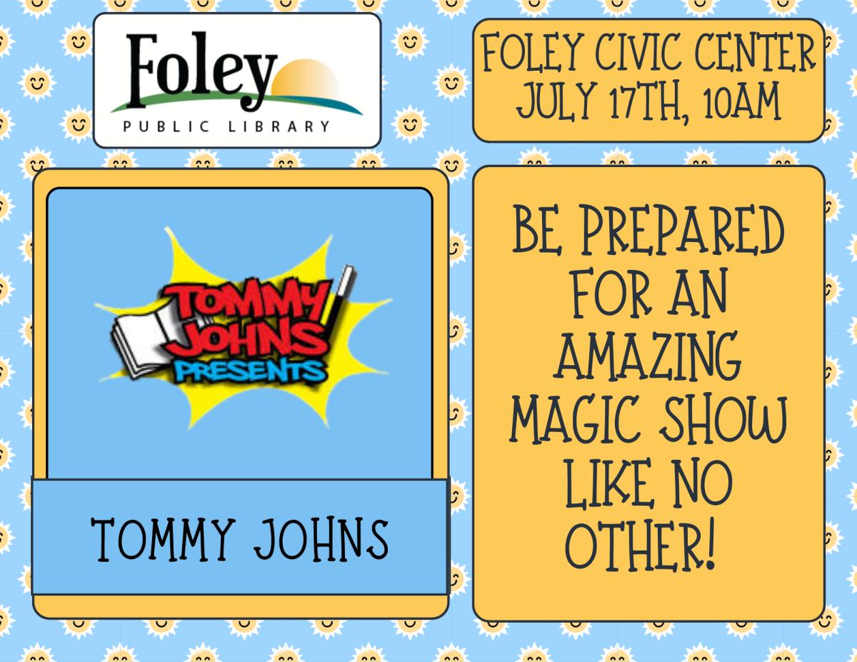 Tommy John's event at Foley Civic Center with blue background.