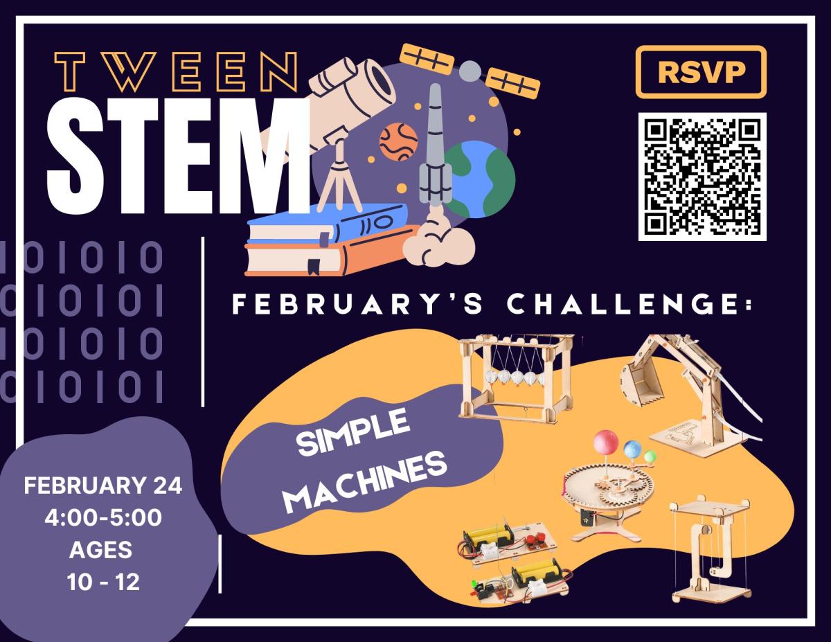 Text and simple machines on a navy blue background.